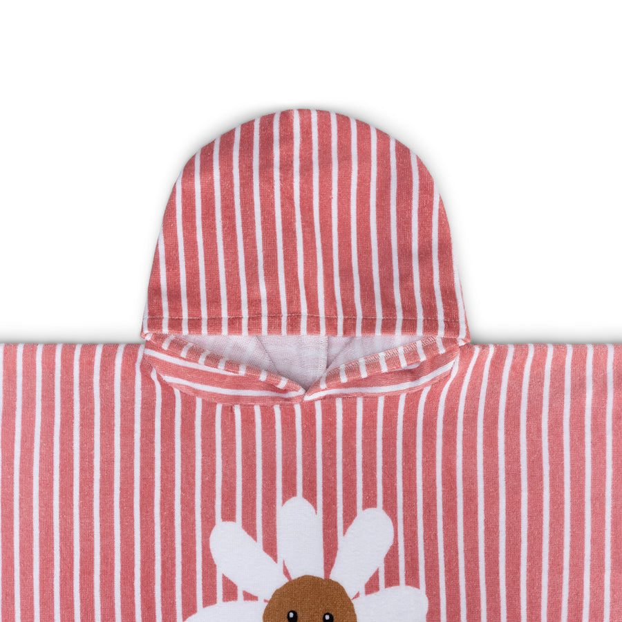 Beach Poncho - Red/White - Daisy Flower - 65 x 65 cm