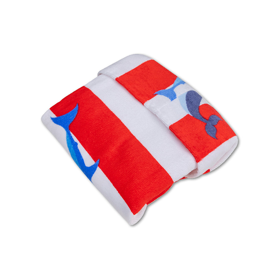 Poncho de playa - Rojo/Blanco - Ocean Stripes - 65 x 65 cm