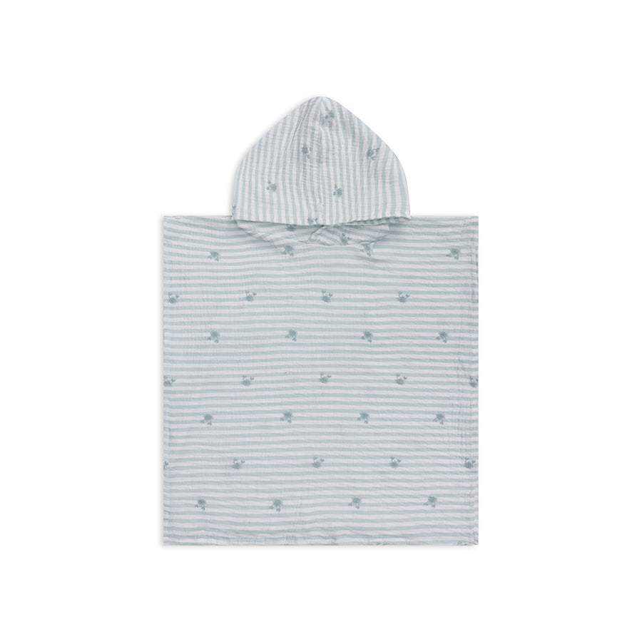 Beach Poncho - White/Green - Crabby - 52 x 52 cm