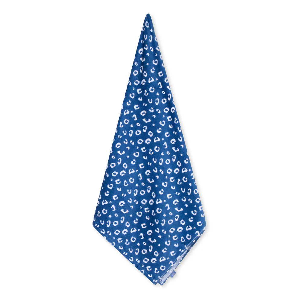 Beach Towel Cotton - Blue - Leopard - 135 x 65 cm