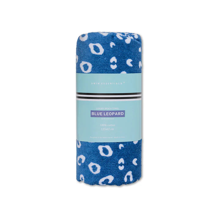 Beach Towel Cotton - Blue - Leopard - 135 x 65 cm