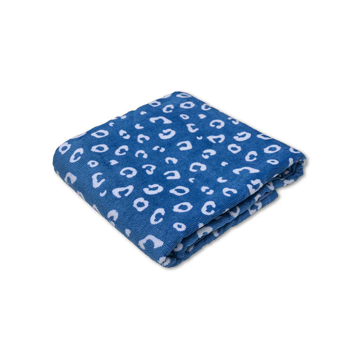 Beach Towel Cotton - Blue - Leopard - 135 x 65 cm