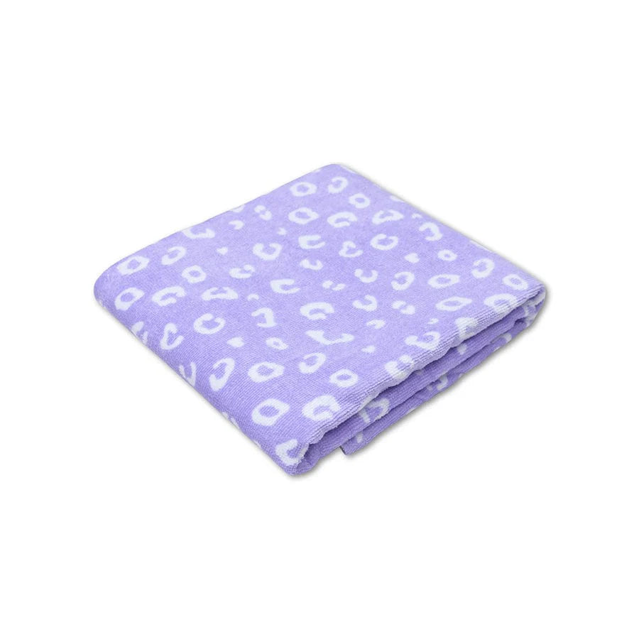 Beach Towel Cotton - Lila - Leopard - 135 x 65 cm
