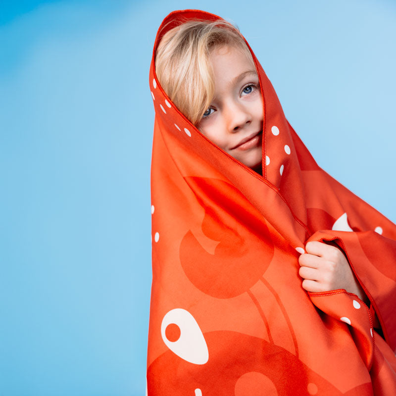 Beach Towel Microfiber - Red - Crabby - 135 x 65 cm