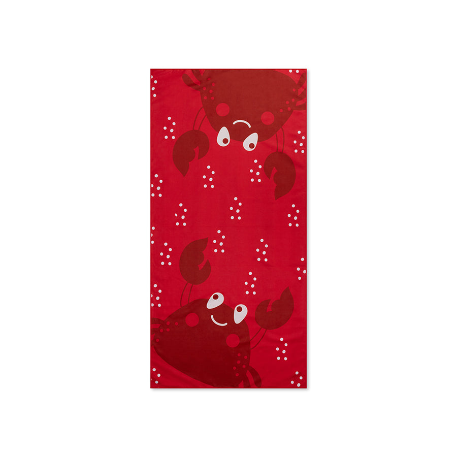 Beach Towel Microfiber - Red - Crabby - 135 x 65 cm