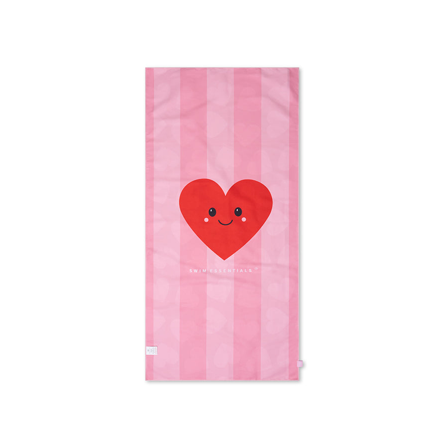 Beach Towel Microfiber - Red - Hearts - 135 x 65 cm