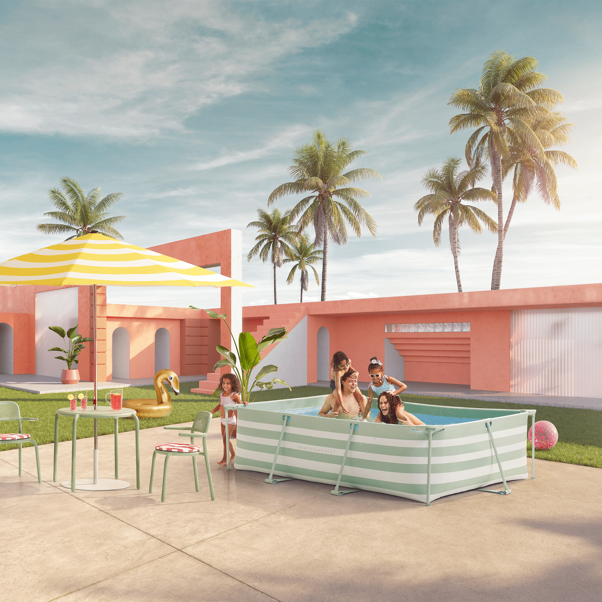 Frame Pool - Green/White - Essence - 260 x 160 x 65 cm