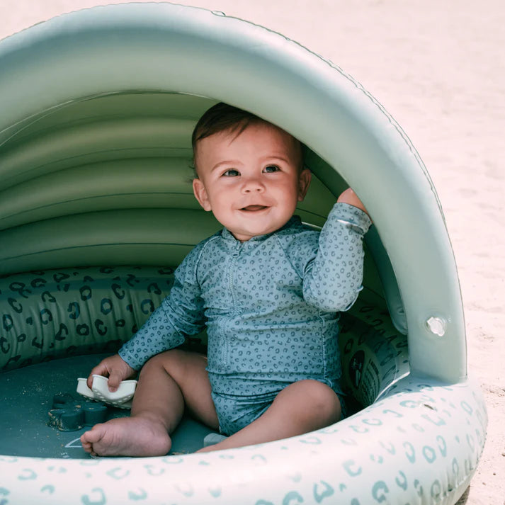 Kids Pool - Green - Leopard - Ø 100 cm with Canopy