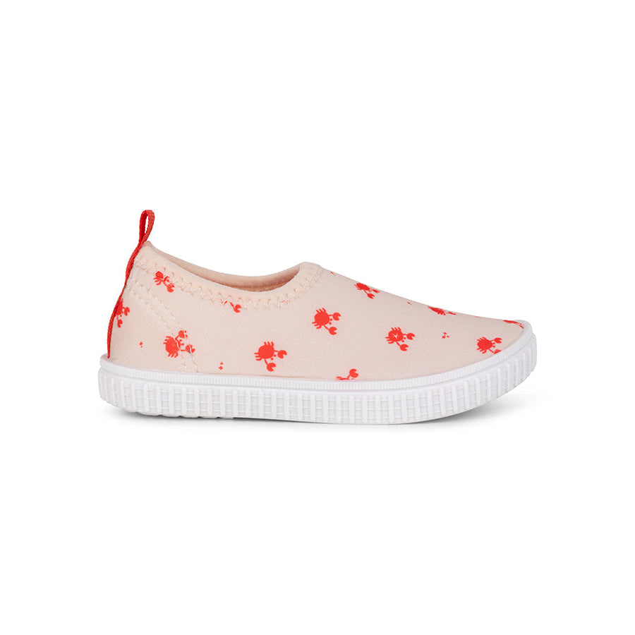 Kids Water Shoes- Beige/Red - Crabby