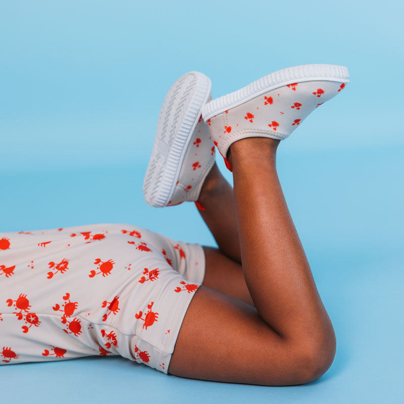 Kids Water Shoes- Beige/Red - Crabby
