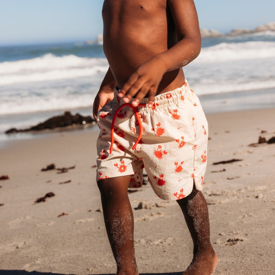 Swim Shorts - Red/Beige - Crabby