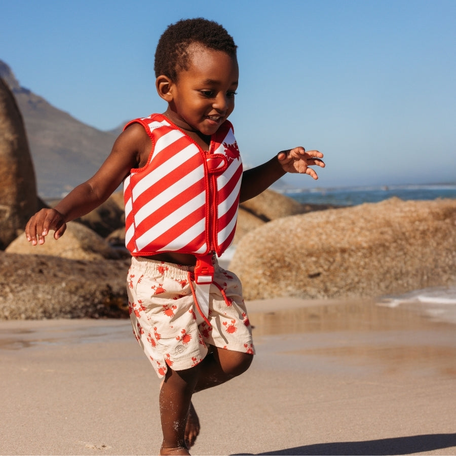 Swim Shorts - Red/Beige - Crabby