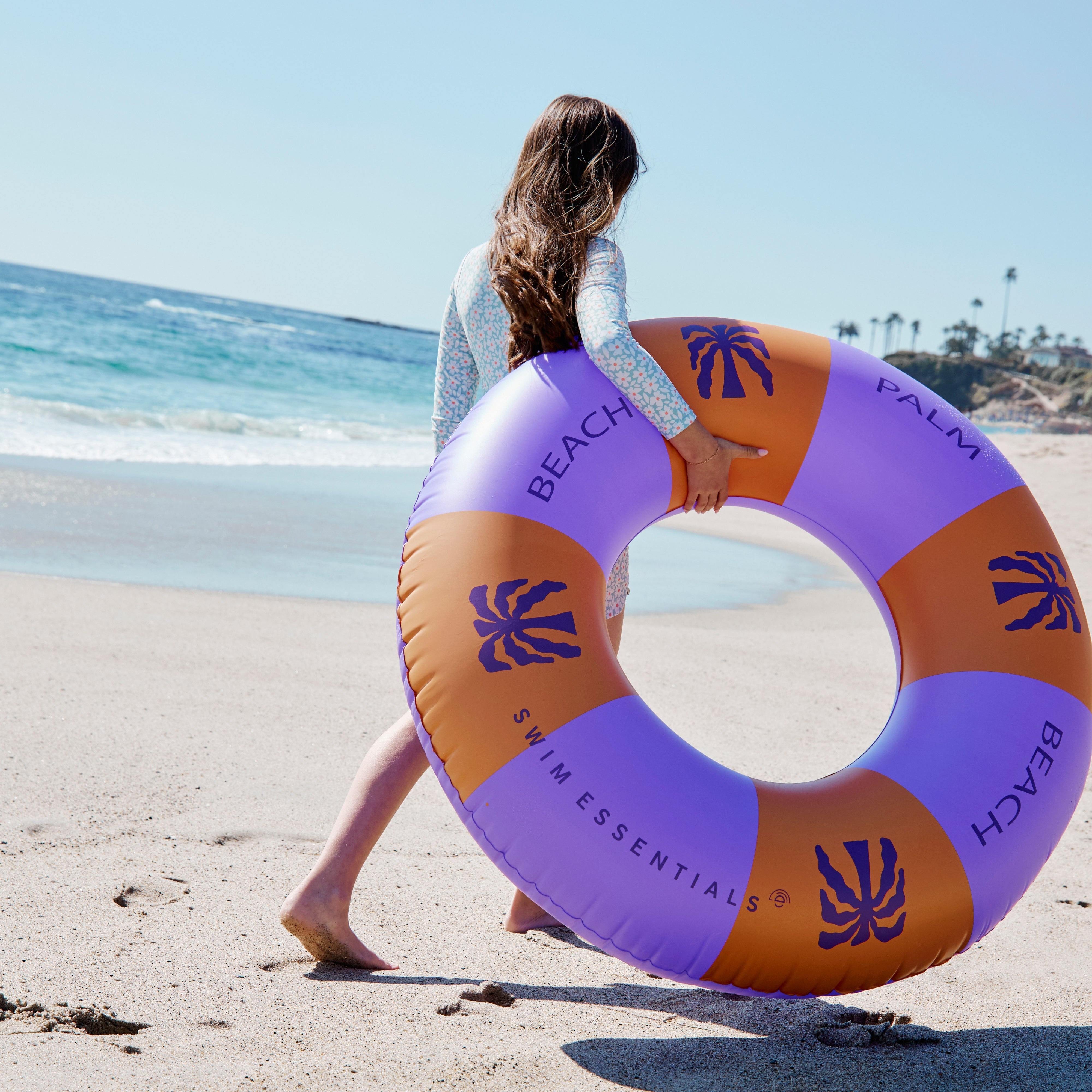 Swim Ring - Purple/Orange - Palm Trees - Ø 120 cm