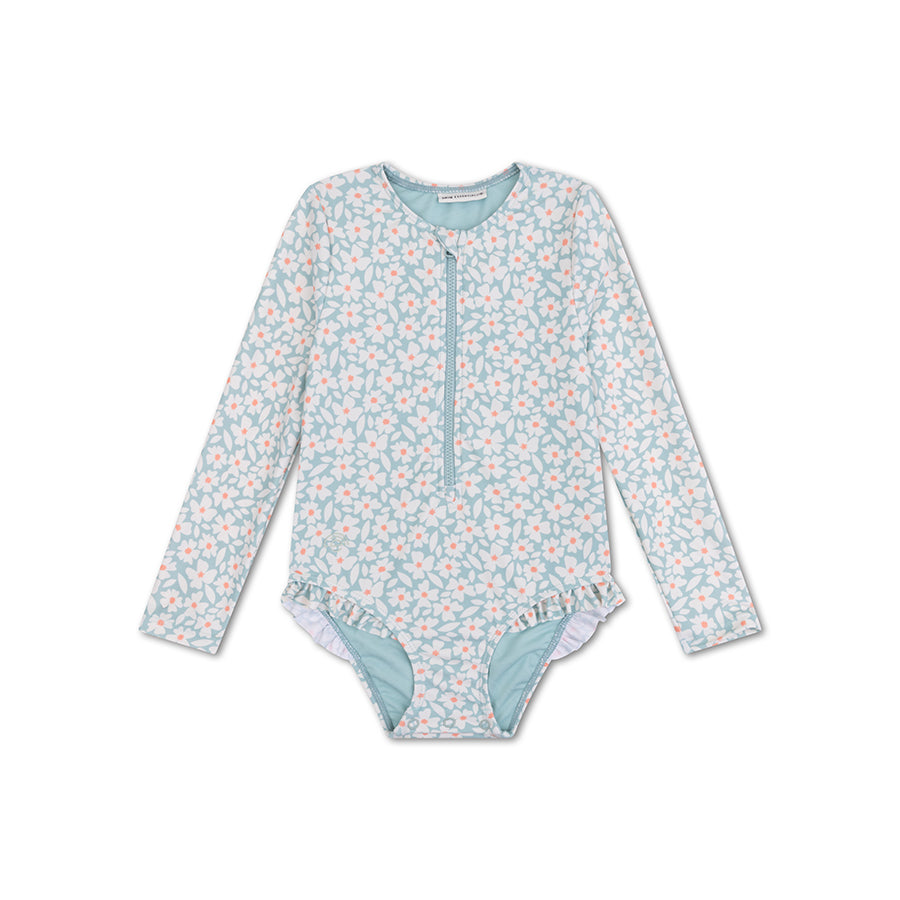 UV Swimsuit Girls With Sleeves - Green - Florish