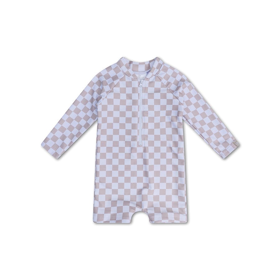 UV Swimsuit Boys - Beige/White - Checkmate
