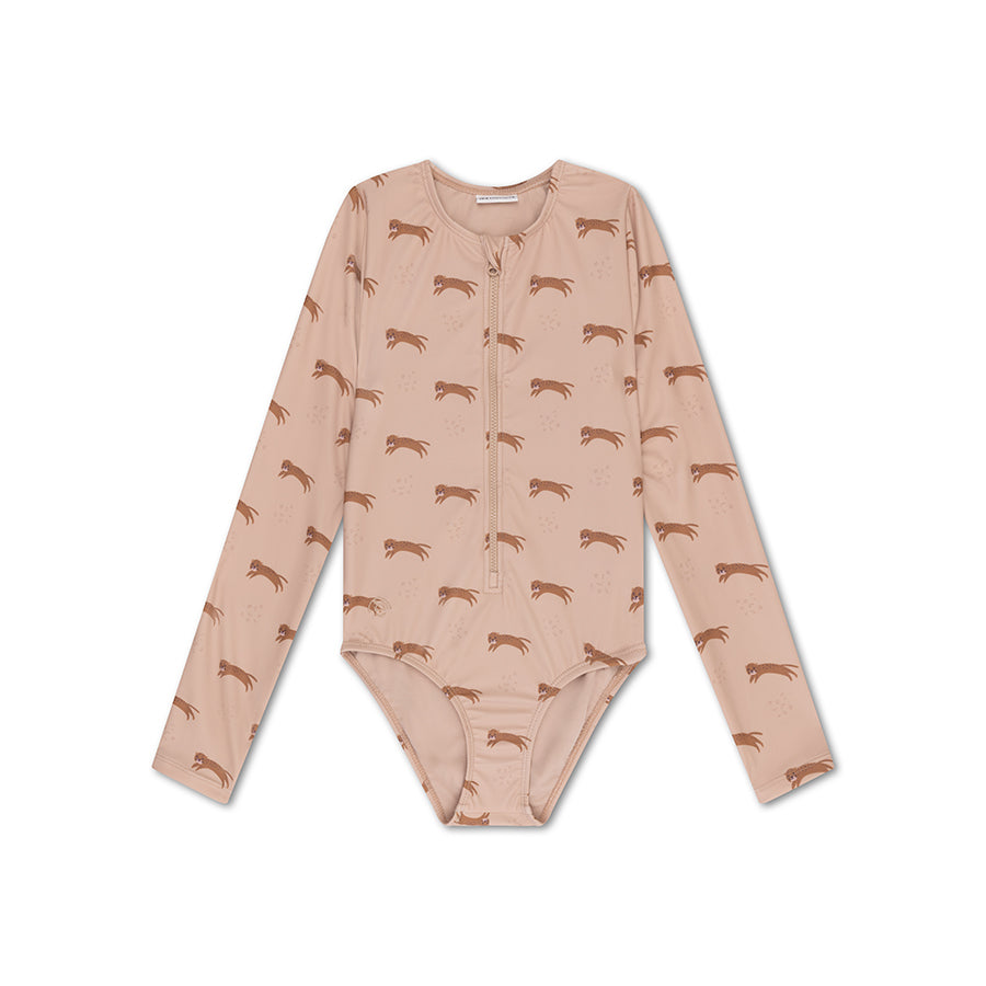 UV Swimsuit Girls With Sleeves - Brown - Roamer