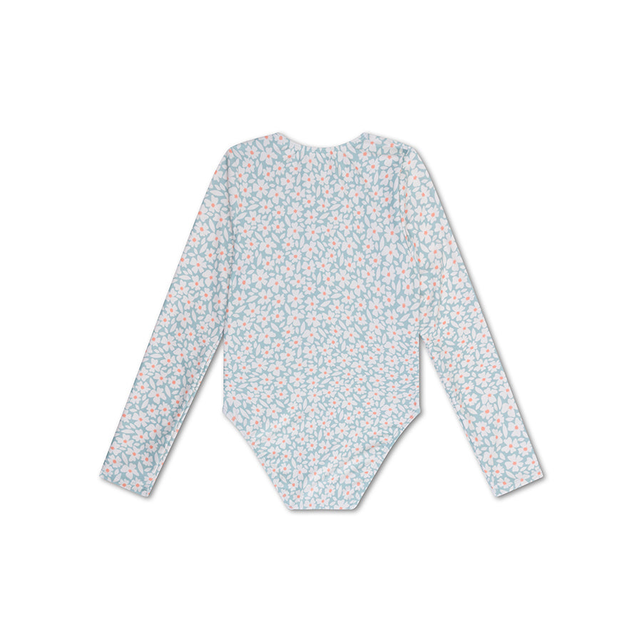 UV Swimsuit Girls With Sleeves - Green - Florish