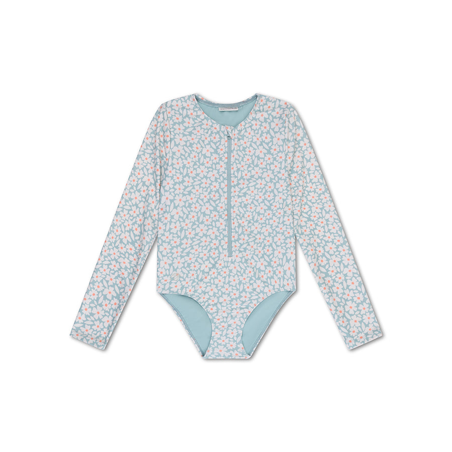 UV Swimsuit Girls With Sleeves - Green - Florish