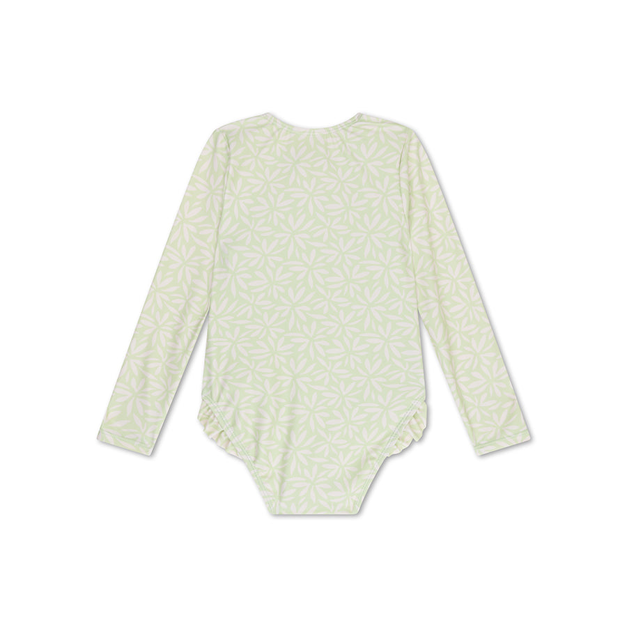 UV Swimsuit Girls With Sleeves - Green - Matcha