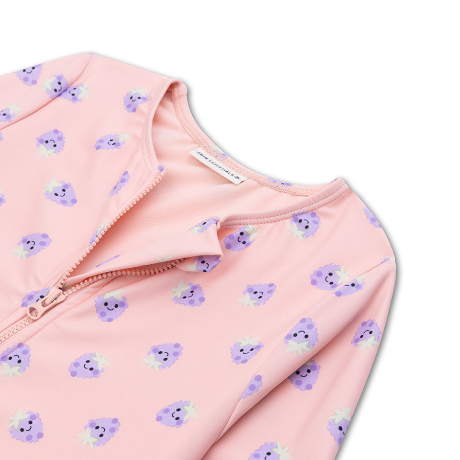 UV Swimsuit Girls With Sleeves - Pink/Purple - Blackberry