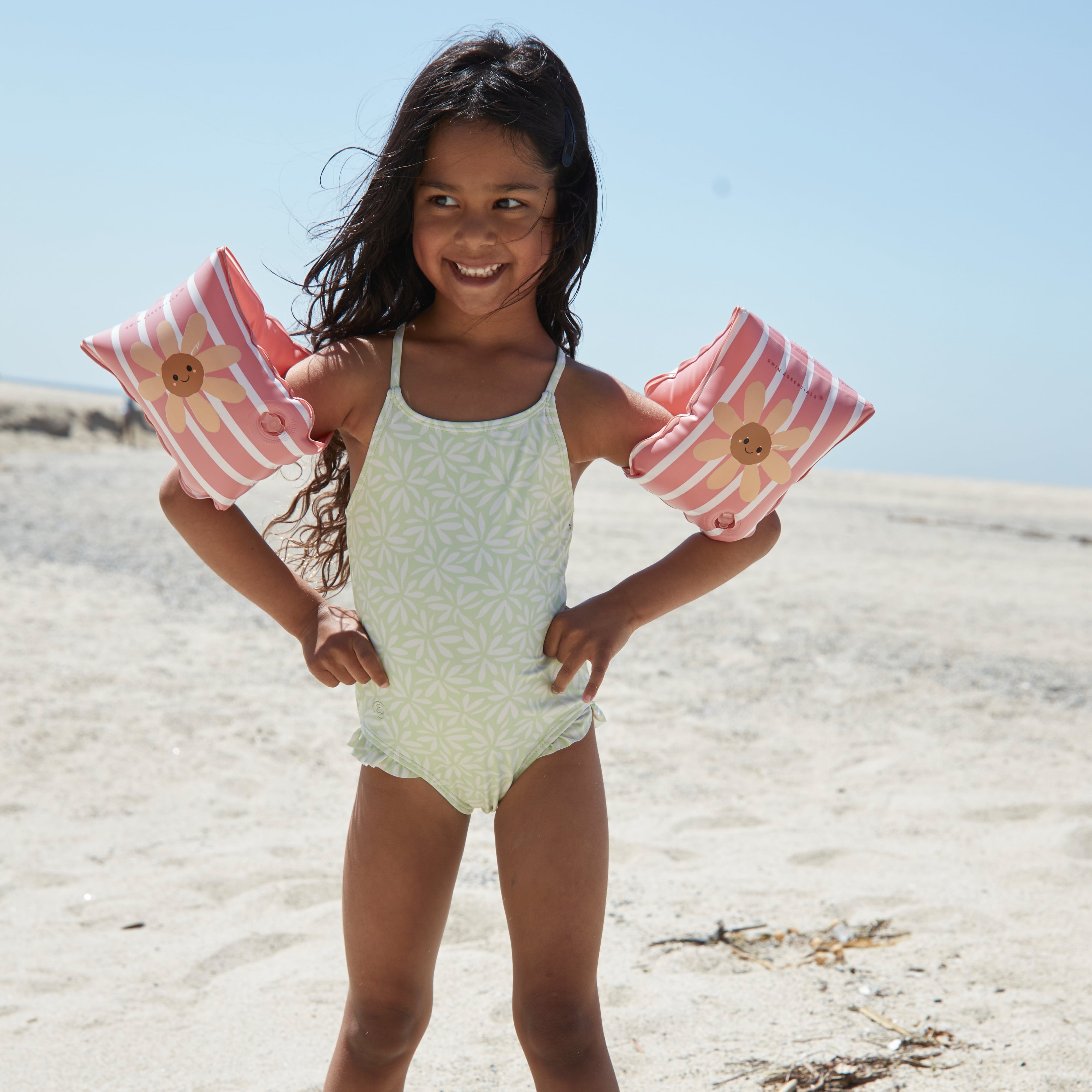 Swim Arm Bands - Pink - Daisy Flowers - 2/6 Years