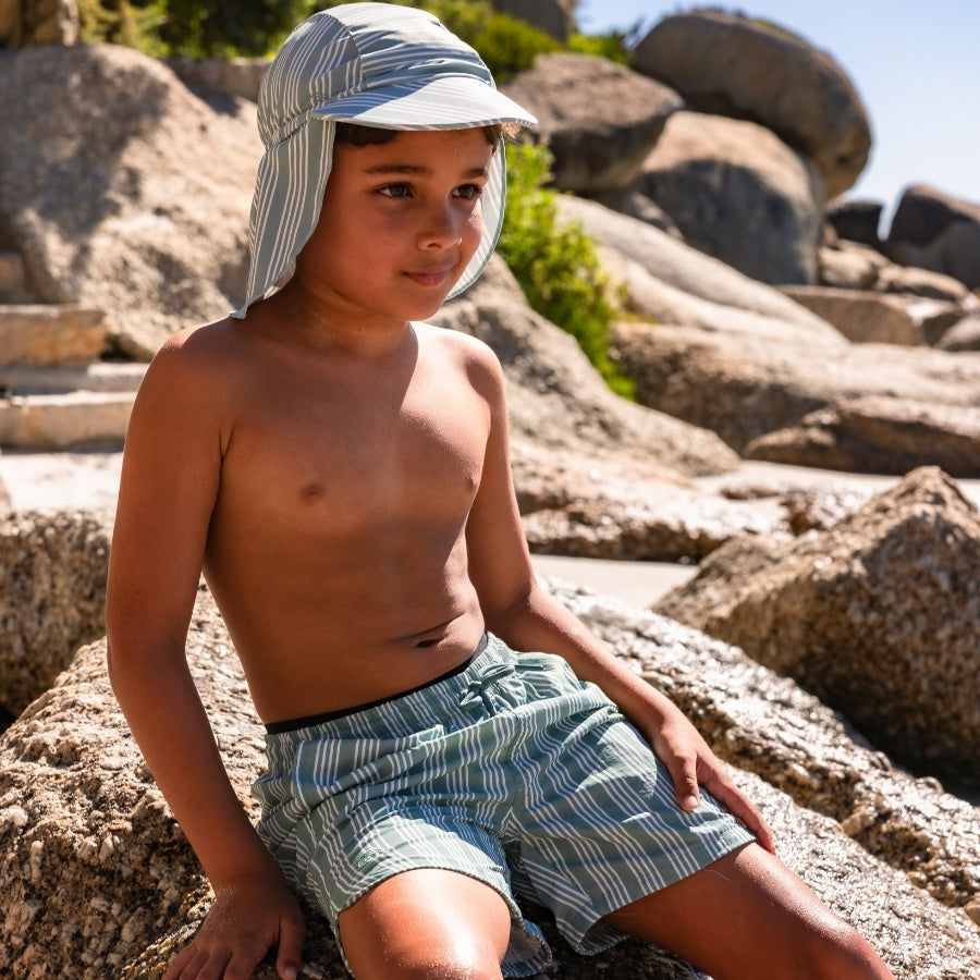 Sun Cap - Green/White - Resort Stripe