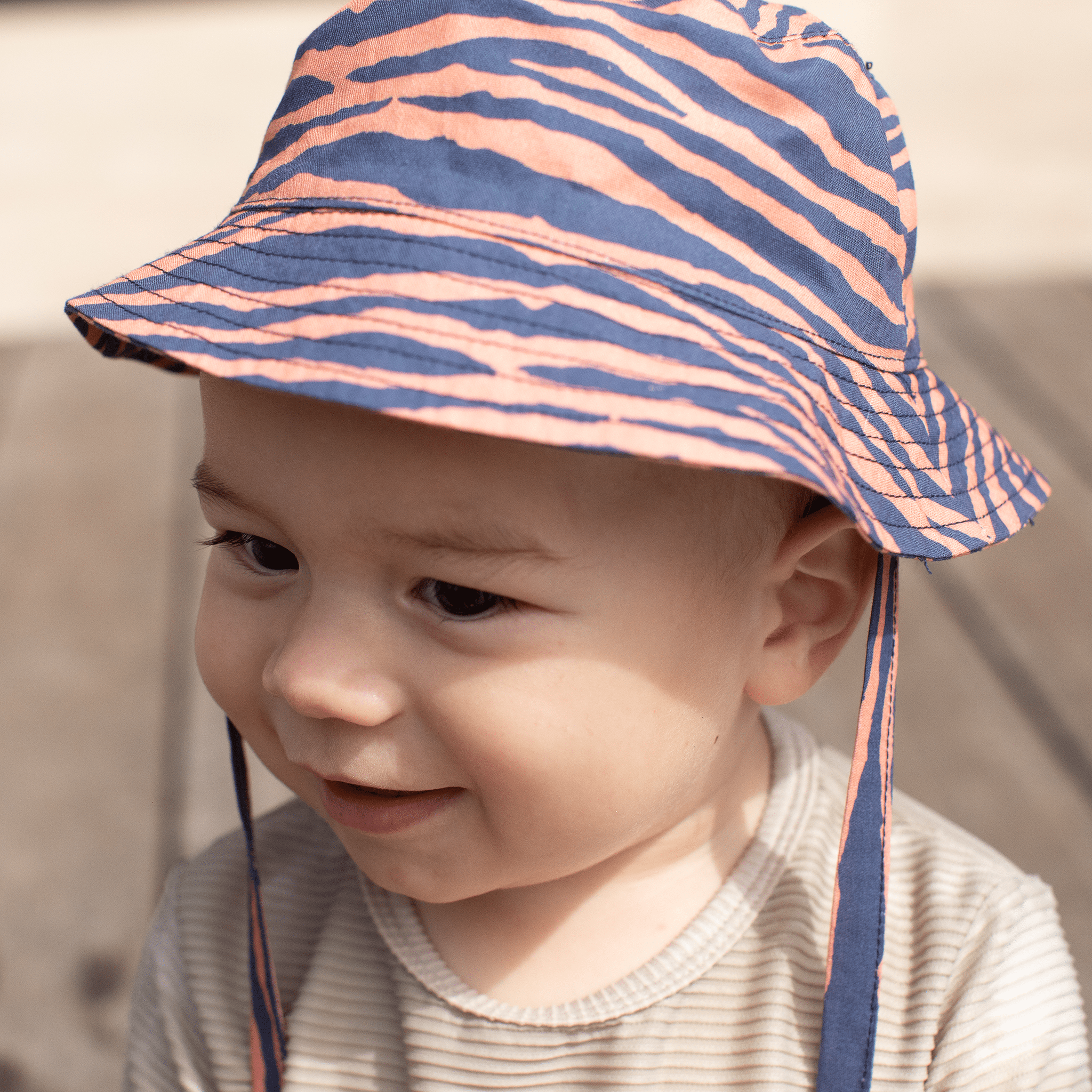 Sun Hat - Blue/Orange - Vibrant Stripes