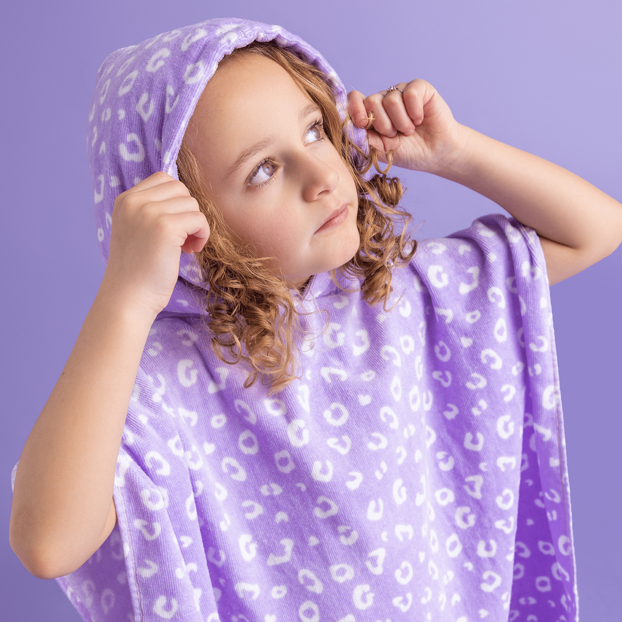 Beach Poncho - Purple - Leopard - 65 x 65 cm