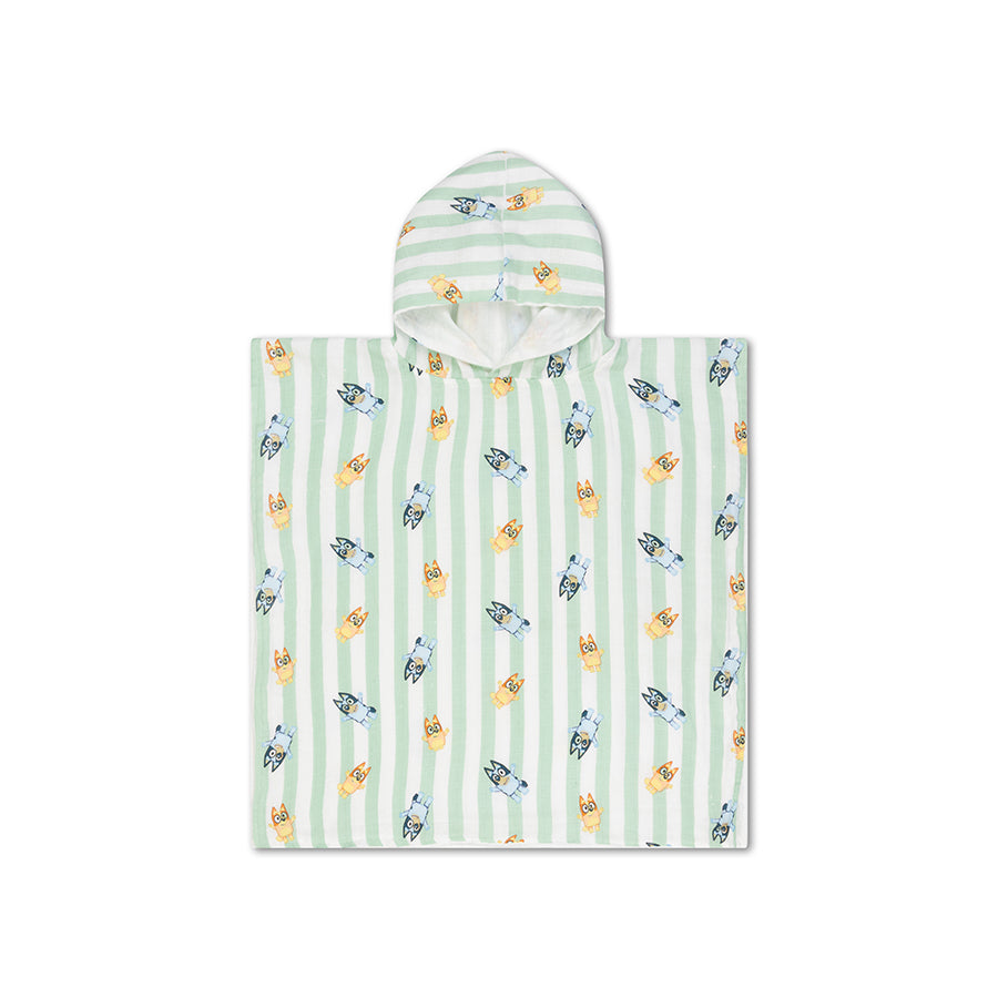 Beach Poncho - White/Blue - Bluey - 50 x 50 cm