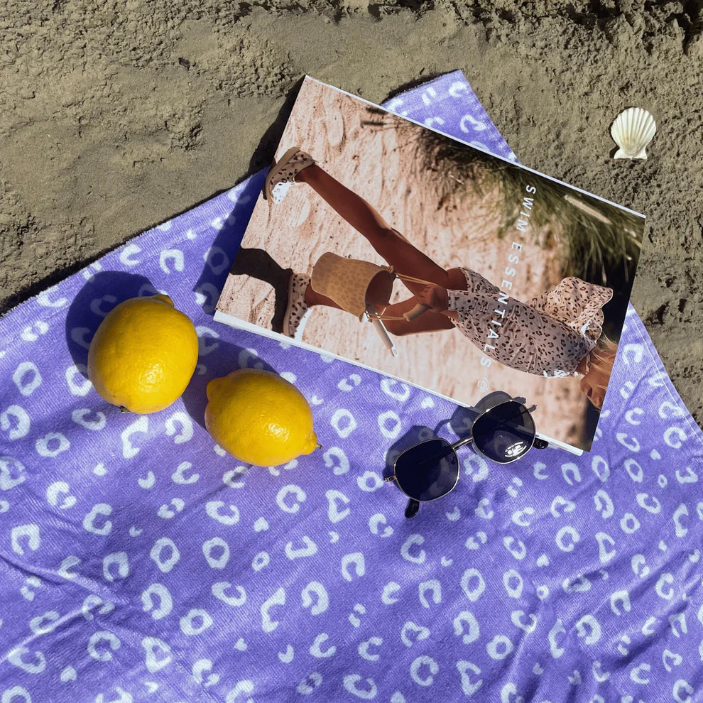 Beach Towel Cotton - Lila - Leopard - 135 x 65 cm