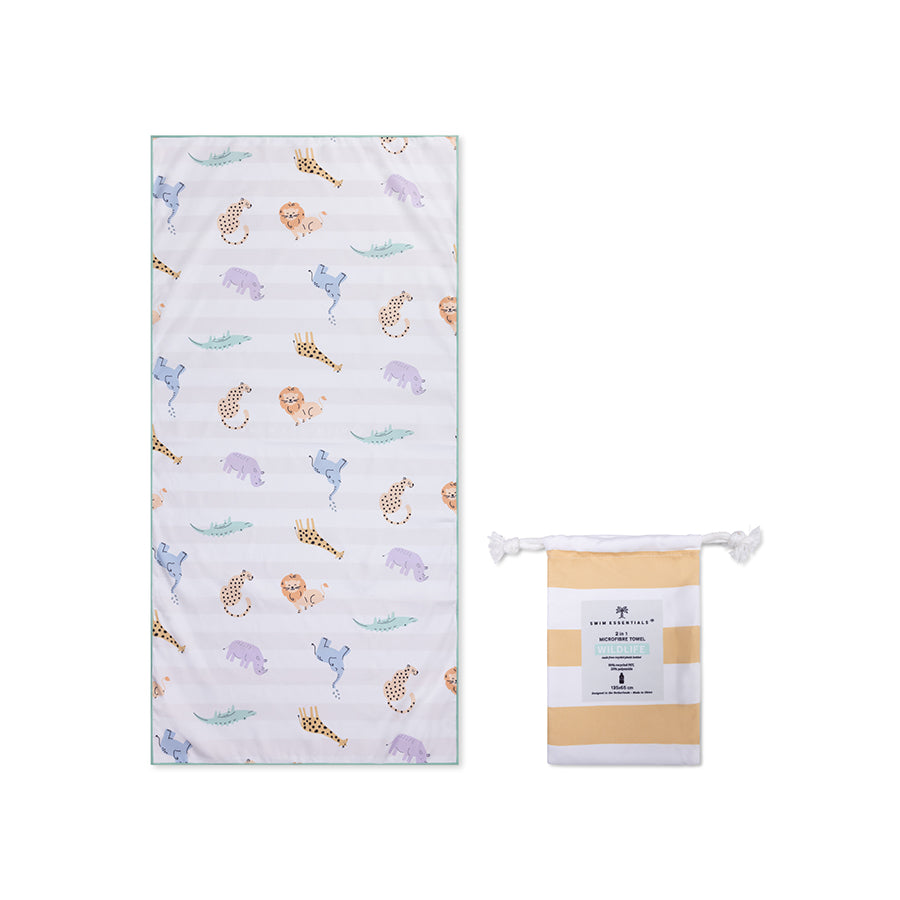 Beach Towel Microfiber - Multicolor - Wild Life - 135 x 65 cm