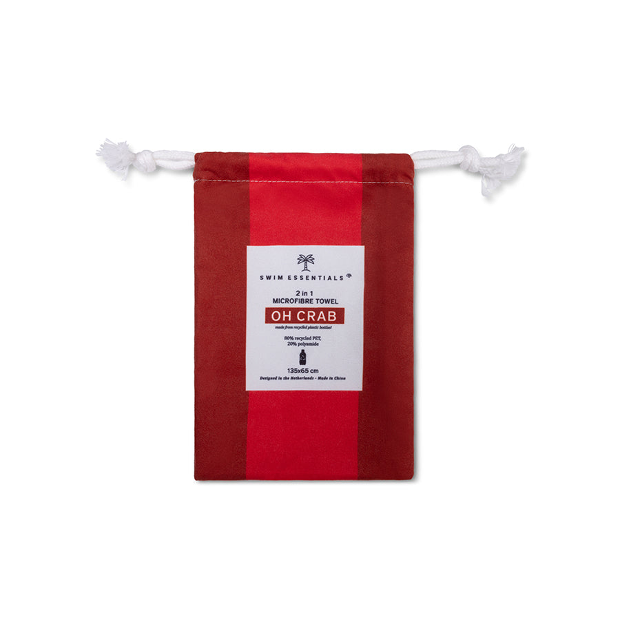 Beach Towel Microfiber - Red - Crabby - 135 x 65 cm