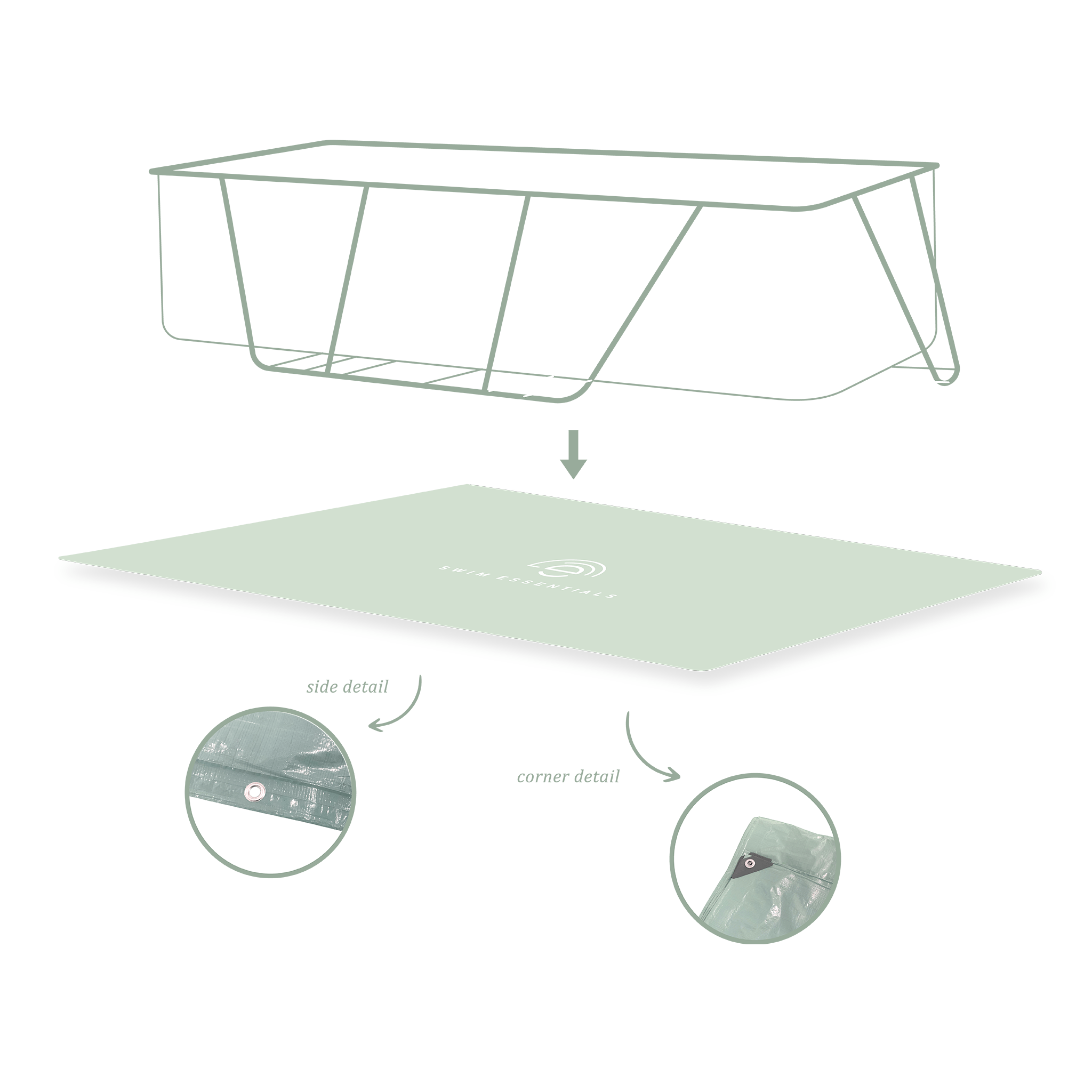 Ground Cover For Pools - Green - Essence - 200 x 400 cm