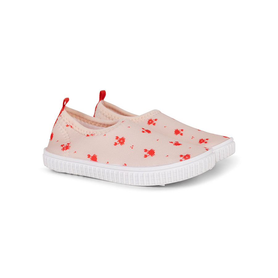 Kids Water Shoes- Beige/Red - Crabby