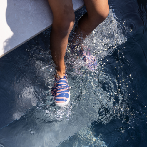 Kids Water Shoes - Blue/Orange - Vibrant Stripes