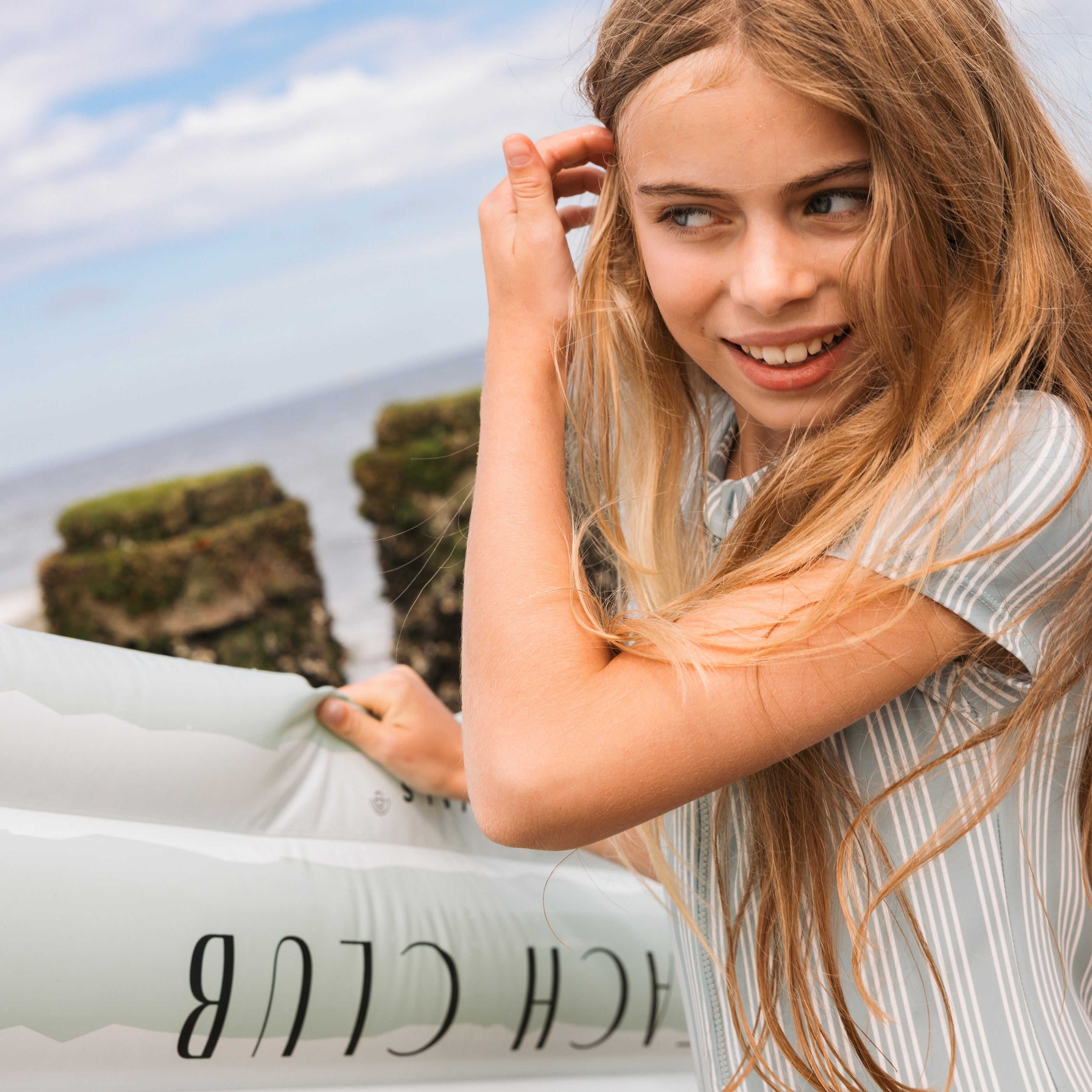 Pool Float - Green - Resort Stripe - 177 cm