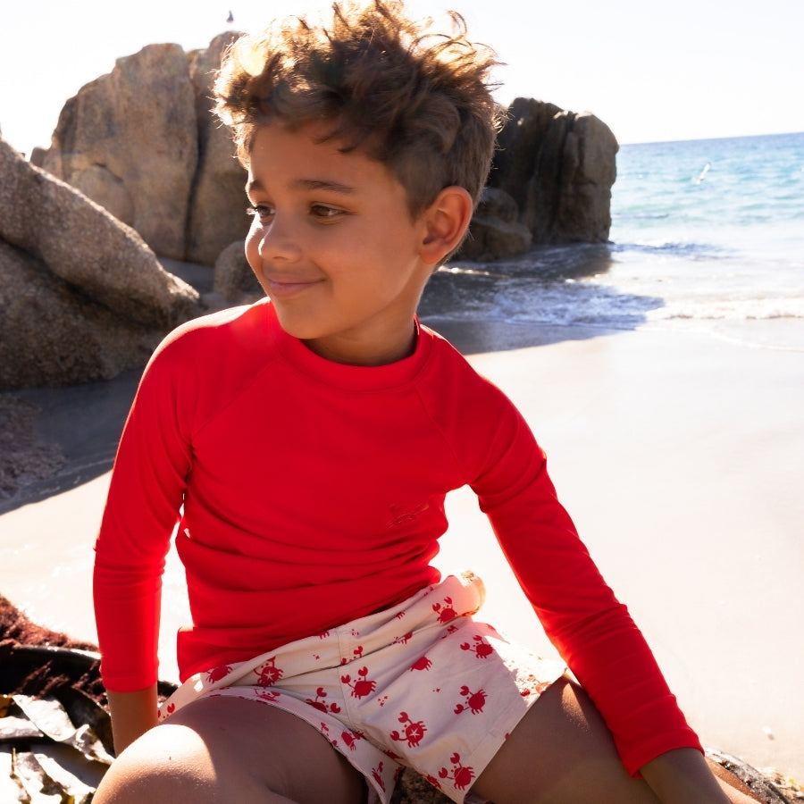 Swimming T-Shirt - Long Sleeve - Red - Crabby