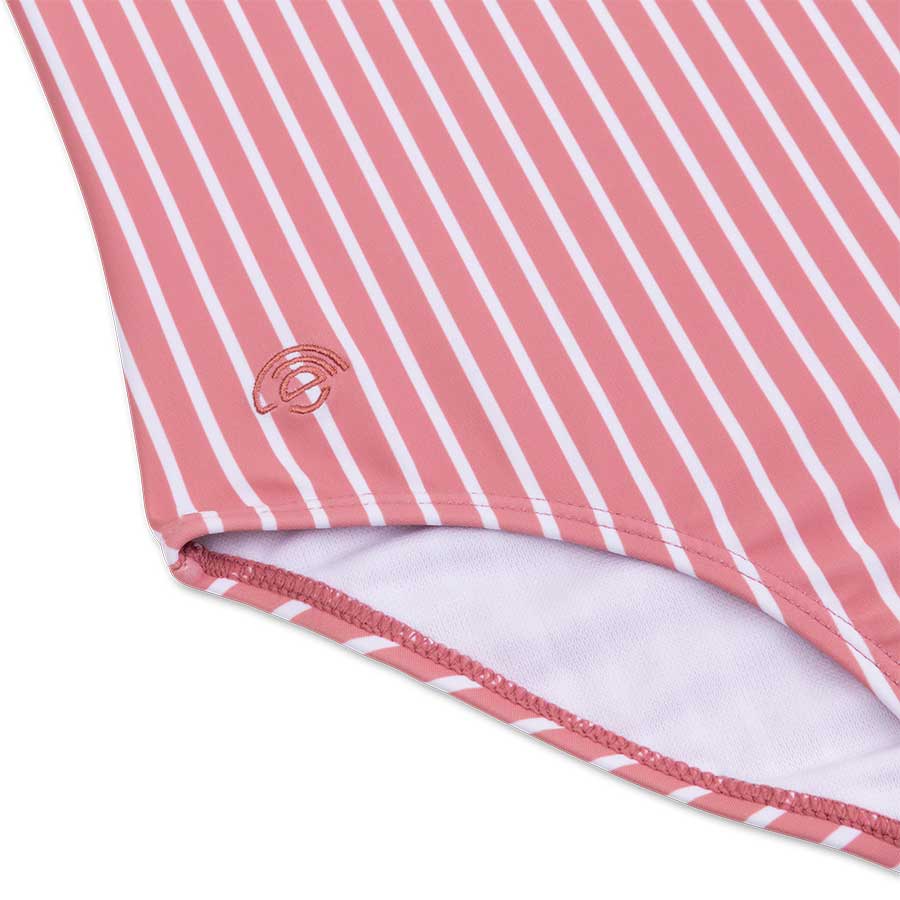 Swimsuit Girls - Red/White Striped - Daisy Flower