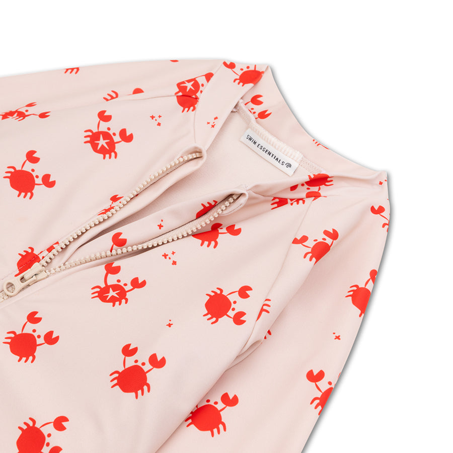 UV Swimsuit Boys- Beige/Red - Crabby