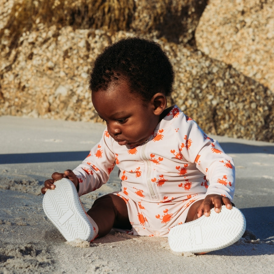 UV Swimsuit Boys- Beige/Red - Crabby