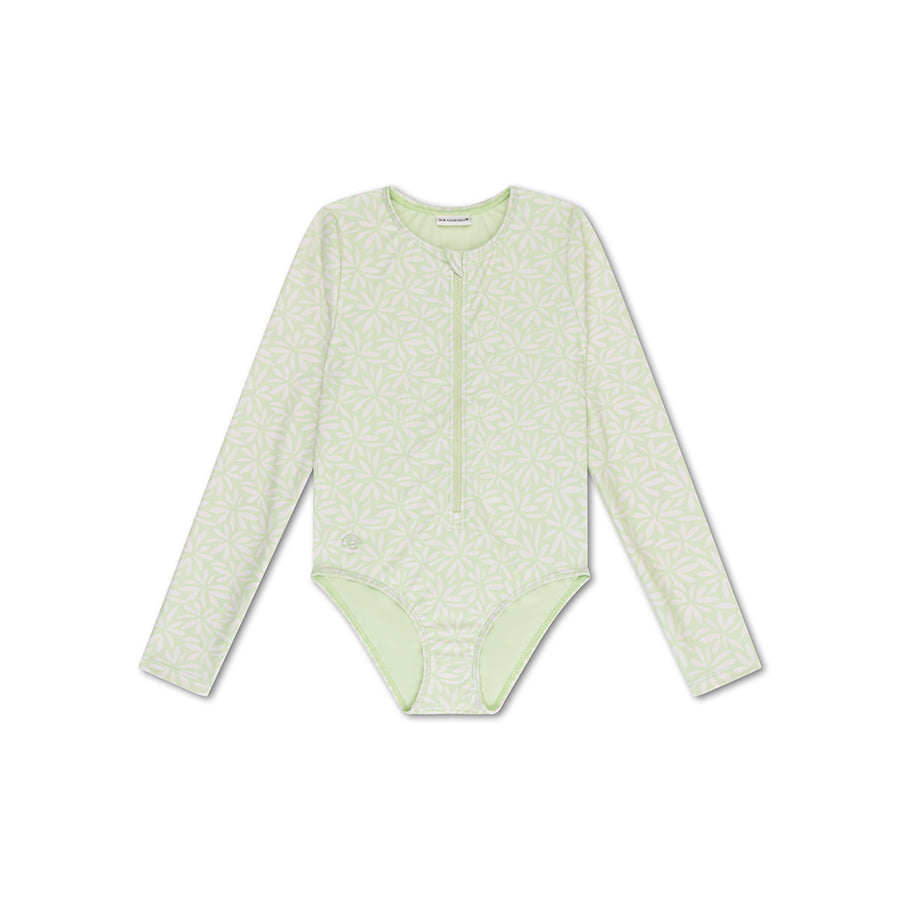 UV Swimsuit Girls With Sleeves - Green - Matcha