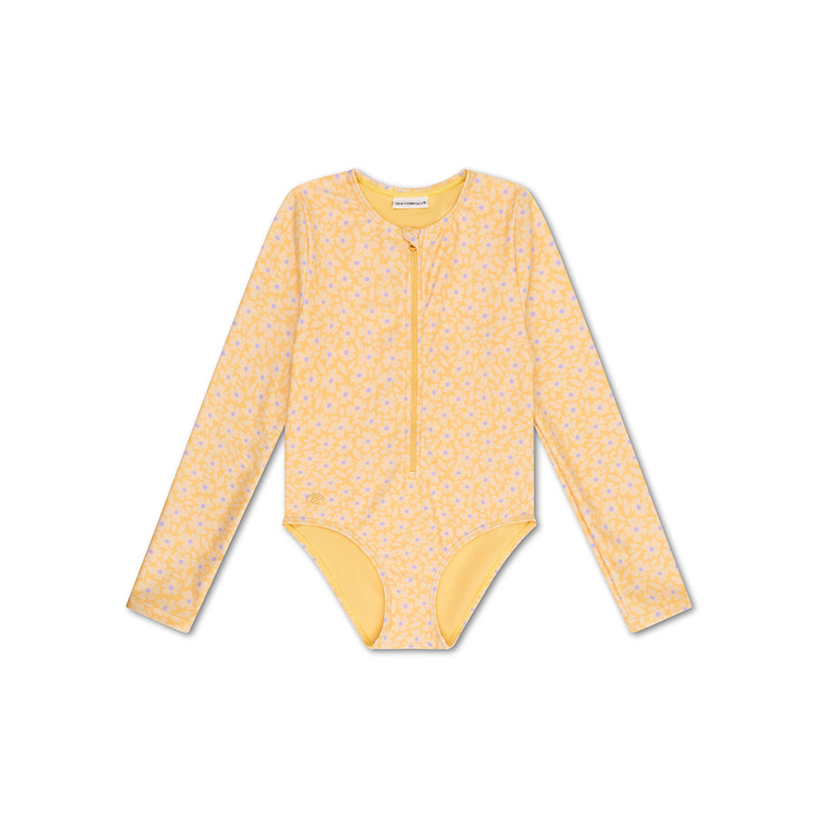 UV Swimsuit Girls With Sleeves -  Yellow - Florish